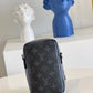 LV Double Phone Pouch Monogram Eclipse Reverse Canvas For Men, Bags, Crossbody Bags 7.1in/18cm LV M81321