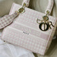 DI Medium Lady D-Lite Bag Houndstooth Embroidery, Pink/White, For Women Women’s Handbags, Shoulder Bags, Crossbody Bags, 24cm CD