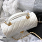 ChanelMini Flap Bag With Top Handle White For Women 7.8in/20cm