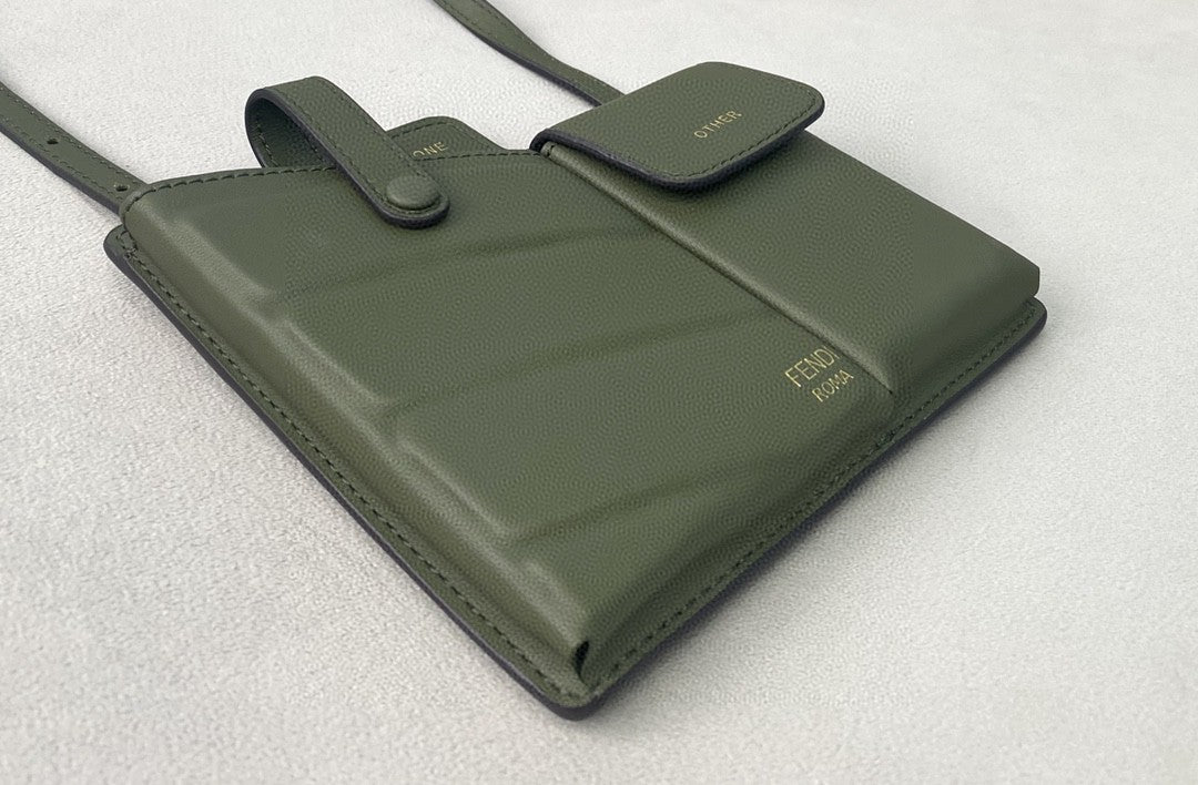 FI Bustine 2 Pockets Mini Olive Bag For Woman 16cm/6in