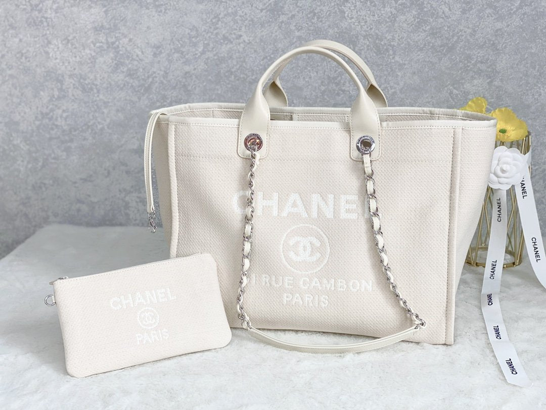 ChanelSmall Shopping Bag Silver Hardware Cream For Women, Women’s Handbags, Shoulder Bags 15.2in/39cm AS3257