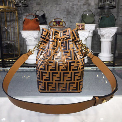 FI Mon Tresor Bucket Bag Brown For Women, Women’s Bags, Shoulder And Crossbody Bags 9in/23cm FF 8BT298