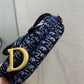 DI Saddle Bag Blue Oblique Canvas Gold Toned Hardware For Women 25cm/10in CD