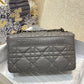 DI Medium Caro Bag Gray Padded Macrocannage, Dark Grey, For Women Women’s Handbags, Crossbody Bags, 25cm CD M9242BNGK_M41G