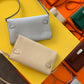 HM Kelly Classique To Go Wallet  21cm/8.3in Gold Toned Hardware For Women Cream