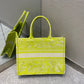 DI Medium Book Tote Lime Toile de Jouy Reverse Embroidery For Women 36cm/16.5in CD