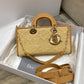 DI Lady D-Joy Bag Natural Cannage Raffia, Brown Handbags, 26cm CD M0540OMBD_M925
