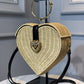 DG Devotion Crystal Heart Wicker Top Handle Bag Beige For Women 10in/26cm DG