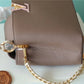LV Capucines BB Taurillon Smokey Brown Green/ Creme/ Pink For Women, Women’s Bags, Shoulder And Crossbody Bags 10.6in/27cm LV