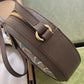 gg Round Shoulder Bag With Double G Beige And Ebony Supreme Canvas With Stripes And Flames Print Brown For Women 7,5in/19cm ‎574978 UQHNE 9885