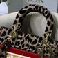 DI Medium Lady D-Lite Bag, Leopard Brown Handbags, Crossbody Bags, 24cm CD