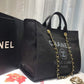 Chanel Deauville Tote Canvas Bag Black/Grey/Multi For Women 14.9in/38cm