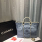 Chanel Deauville Tote Canvas Bag Light Grey For Women, Women’s Handbags, Shoulder Bags 15in/38cm A66941