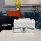 ChanelSmall Classic Handbag Silver Hardware White For Women, Women’s Bags, Shoulder And Crossbody Bags 7.8in/20cm A01113