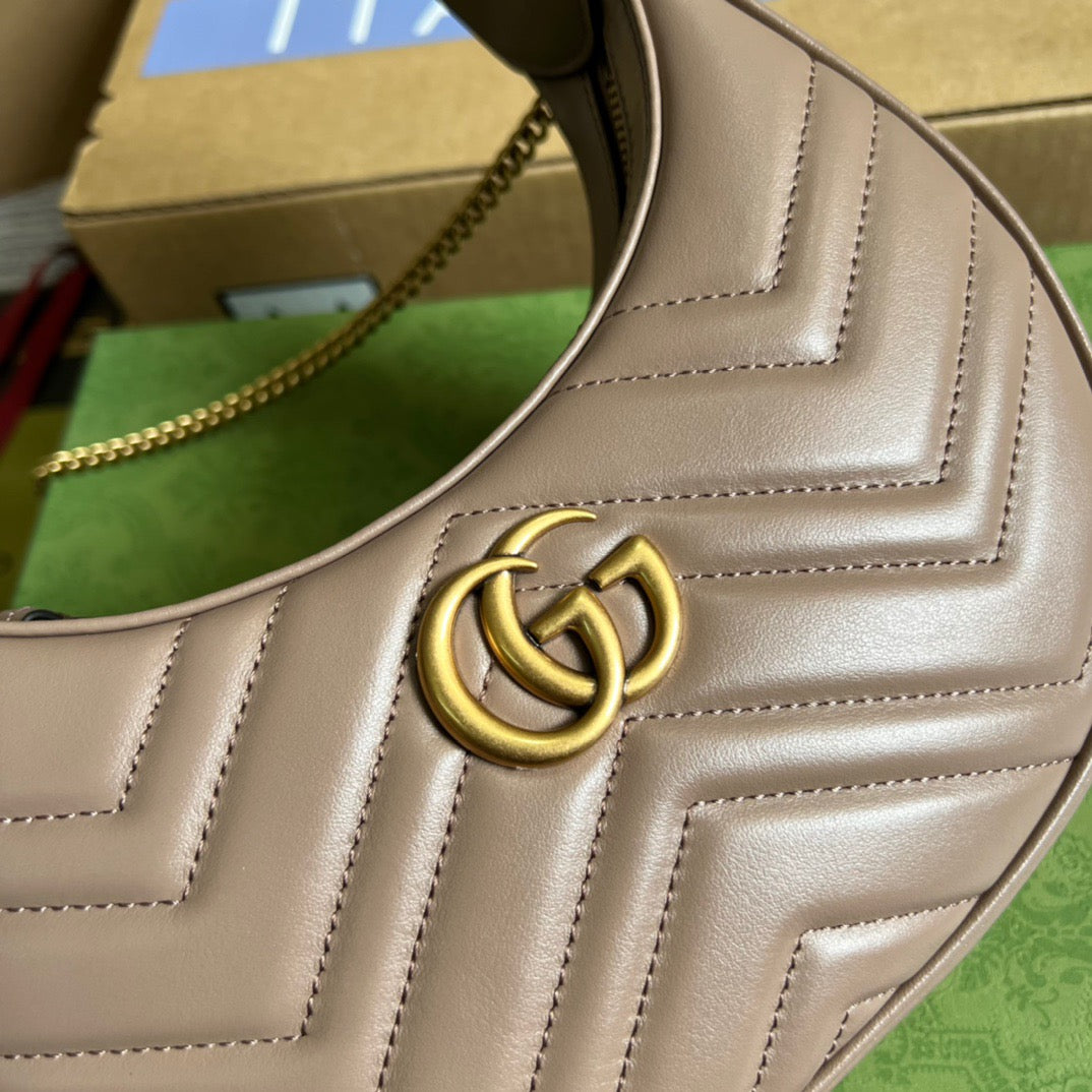gg Marmont Half Moon Shaped Mini Bag Beige For Women, Women’s Bags 8.5in/22cm gg