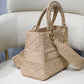 DI Medium Lady Bag Gold Toned Hardware Beige For Women 9.5in/24cm CD