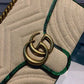 gg Marmont Raffia Straw Shoulder Bag Beige/Green gg Chevron Matelassé Raffia Effect Fabric For Women 10in/26cm gg  ‎443497