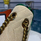 gg Marmont Raffia Straw Shoulder Bag Beige/Green gg Chevron Matelassé Raffia Effect Fabric For Women 10in/26cm gg  ‎443497