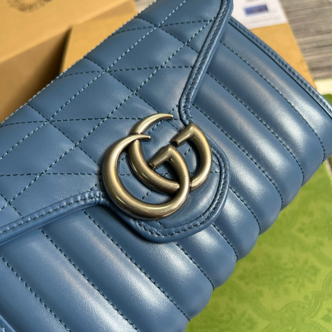 gg Marmont Super Mini Bag Blue For Women, Women’s Bags 6.2in/17cm gg 476433 DTD5F 4340