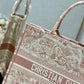 DI Large Book Tote Red Toile de Jouy Embroidery, Light Red, For Women Women’s Handbags, 42cm CD