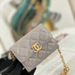 ChanelMini Flap Bag Gold Toned Hardware Grey For Women 4.7in/12cm