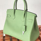 HM Birkin Nata Swift Green For Women Silver Toned Hardware 10in/25cm
