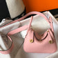 HM Lindy Mini Clemence Bag Pink With Gold Hardware For Women, Women’s Handbags, Shoulder And Crossbody Bags 7.5in/19cm