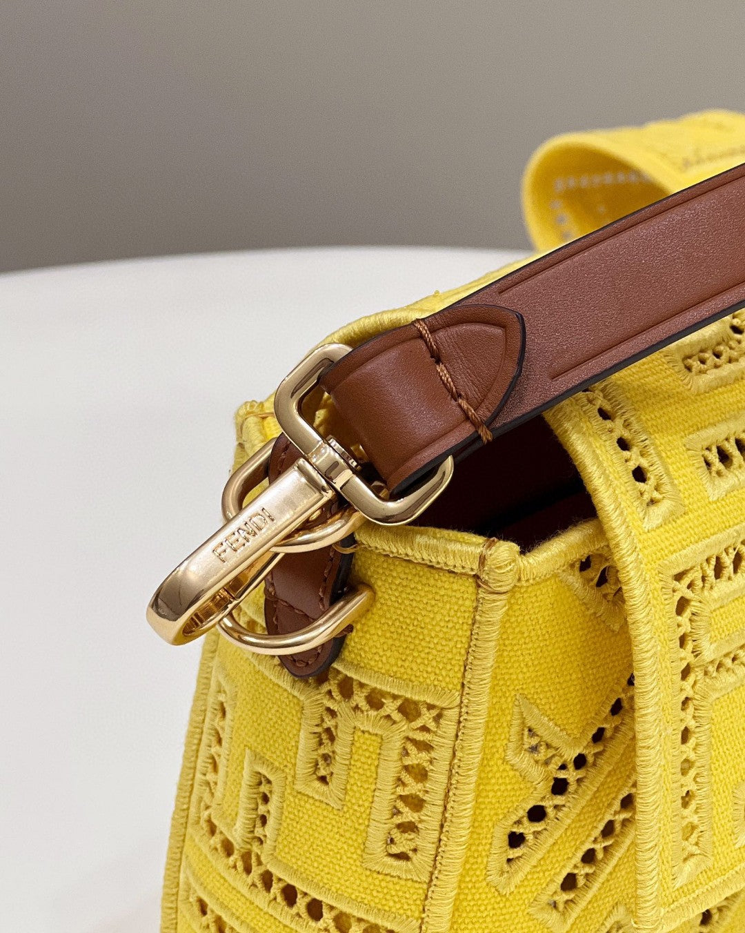 FI Baguette Yellow with Embroidery Medium Bag For Woman 28cm/11in