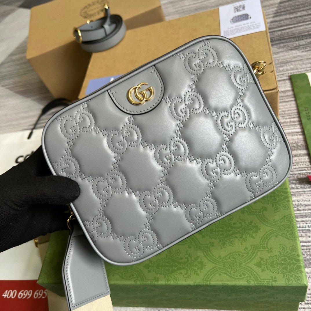 gg Matelasse Shoulder Bag Grey For Women, Women’s Bags 8.5in/22cm gg 702234 UM8HG 1563