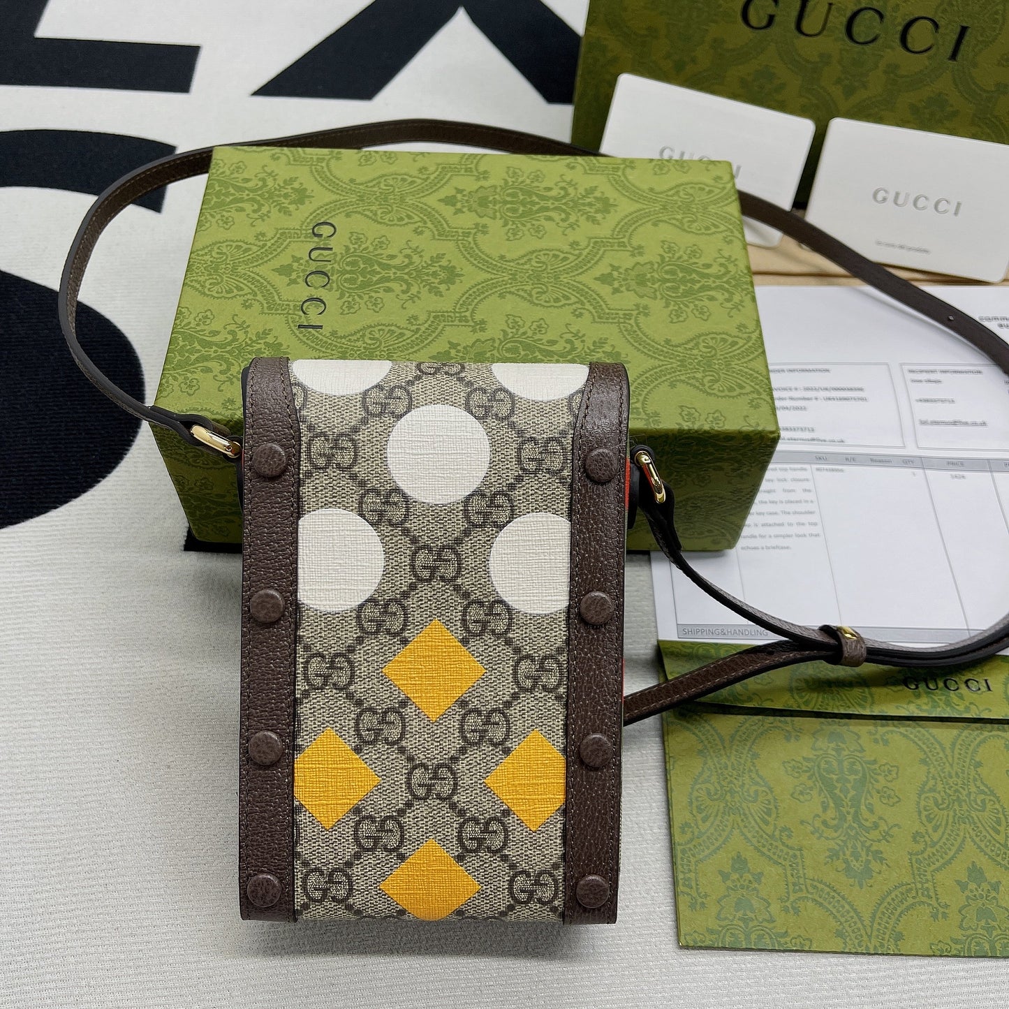gg Horsebit 1955 Mini Bag Beige And Ebony gg Supreme Canvas With Geometric Print For Women  6.7in/17cm gg  ‎625615 UQHFG 8679
