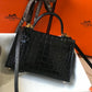 HM Mini Kelly 19 Black Crocodile Bag For Women, Handbags, Shoulder Bags 7.5in/19cm