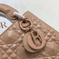 DI Mini Lady Bag Cannage with Beaded Motif, Brown, For Women Women’s Handbags, Crossbody Bags, 18cm CD