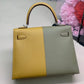 HM Kelly 28 Sellier Epsom Bag Grey/Yellow For Women, Women’s Handbags, Shoulder Bags 11in/28cm