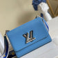 LV Twist MM Monogram Blossoms Blue For Women, Women Handbags, Shoulder And Crossbody Bags 9.1in/23cm LV M57505