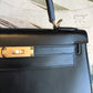 HM Kelly 28 Black Bag With Gold Toned Harware For Women, Handbags, Shoulder Bags 11in/28cm