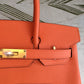 HM Birkin Orange For Women Gold Toned Hardware 11in/30cm