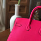 HM Birkin Dark Pink For Women Silver Toned Hardware 9.8in/25cm