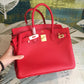 HM Birkin Red For Women Gold Toned Hardware 11.8in/30cm