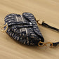 DI Logo Saddle Bag Oblique Embroidered Canvas Blue/Beige For Women 25cm/10in CD