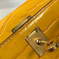 HM Mini Kelly 19 Embossed Patent Yellow Bag With Gold-Toned Harware For Women, Handbags, Shoulder Bags 7.5in/19cm