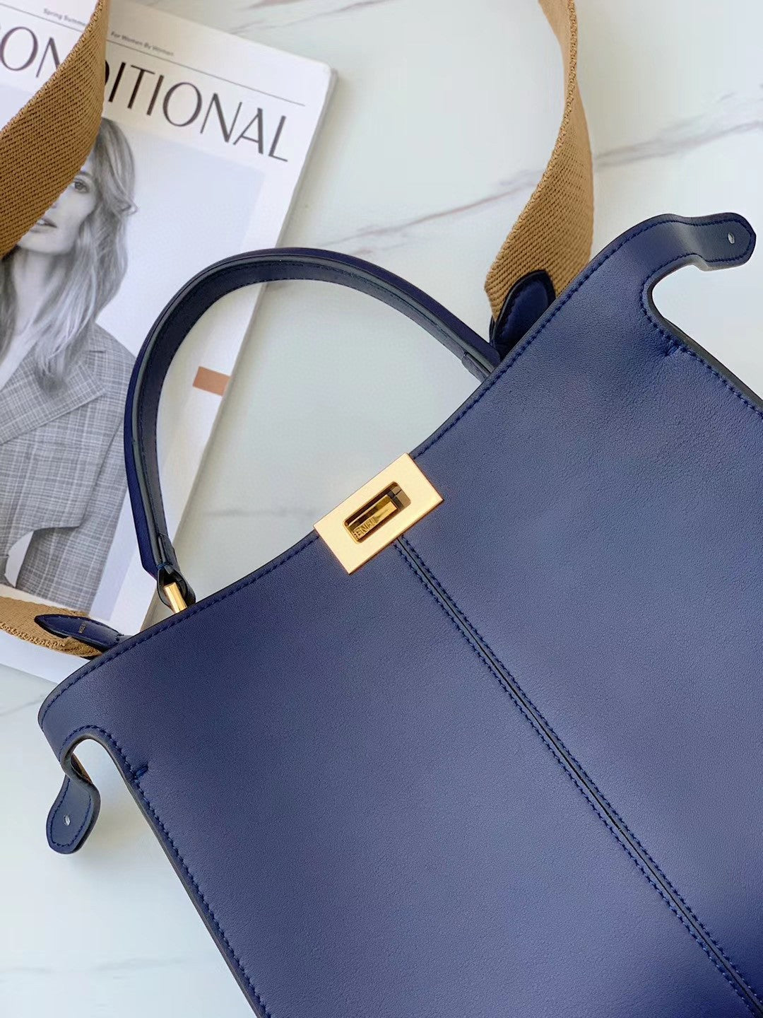 FI Peekaboo X-Lite Tote Medium Dark Blue Bag For Woman 30cm/12in