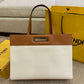 FI Canvas Tote Bag Beige/Brown For Women, Women’s Handbags 18.1in/46cm FF 7VA480