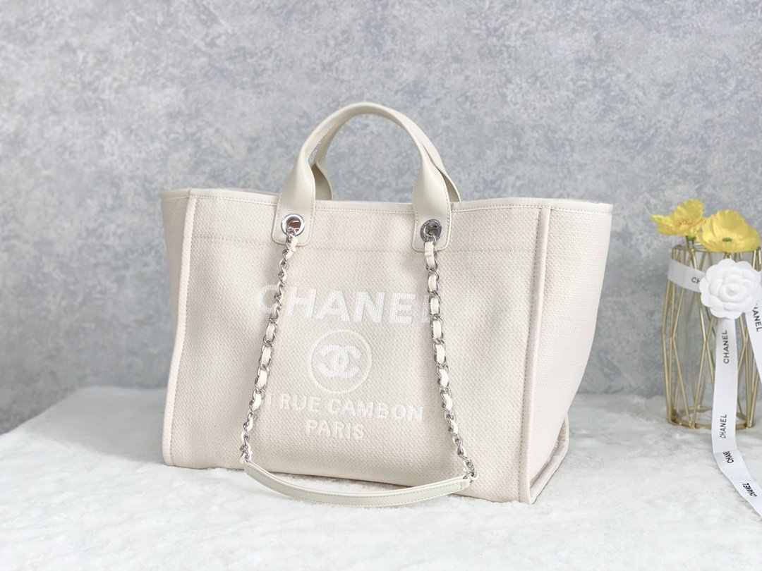 ChanelSmall Shopping Bag Silver Hardware Cream For Women, Women’s Handbags, Shoulder Bags 15.2in/39cm AS3257