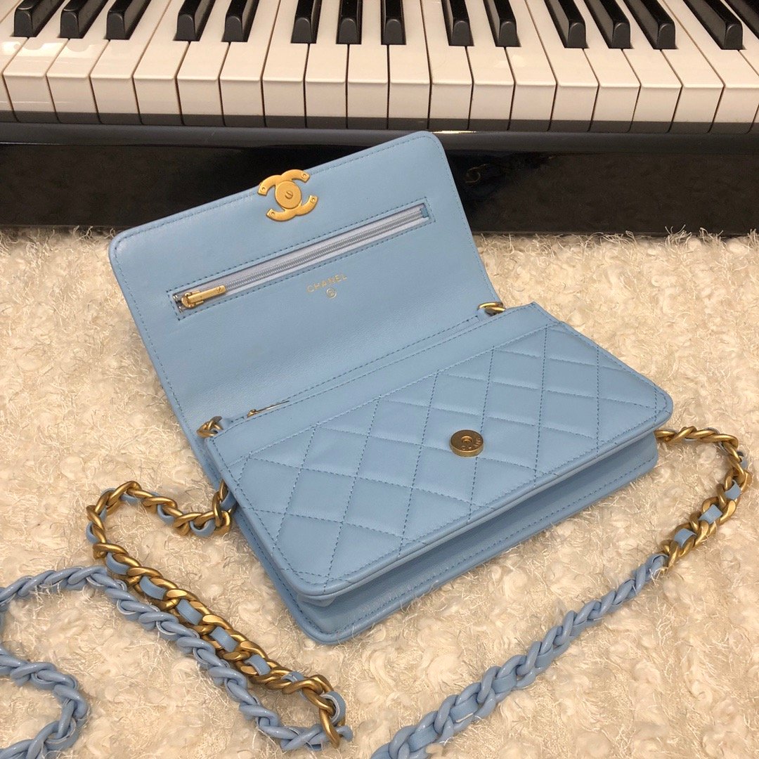 ChanelOriginal Small Classic Flap Bag Gold Hardware Blue For Women, Women’s Handbags, Shoulder Bags 7.5in/19cm AP33814