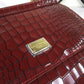DG Medium Sicily Bag In Foiled Crocodile-Print Burgundy For Women 10.2in/26cm DG