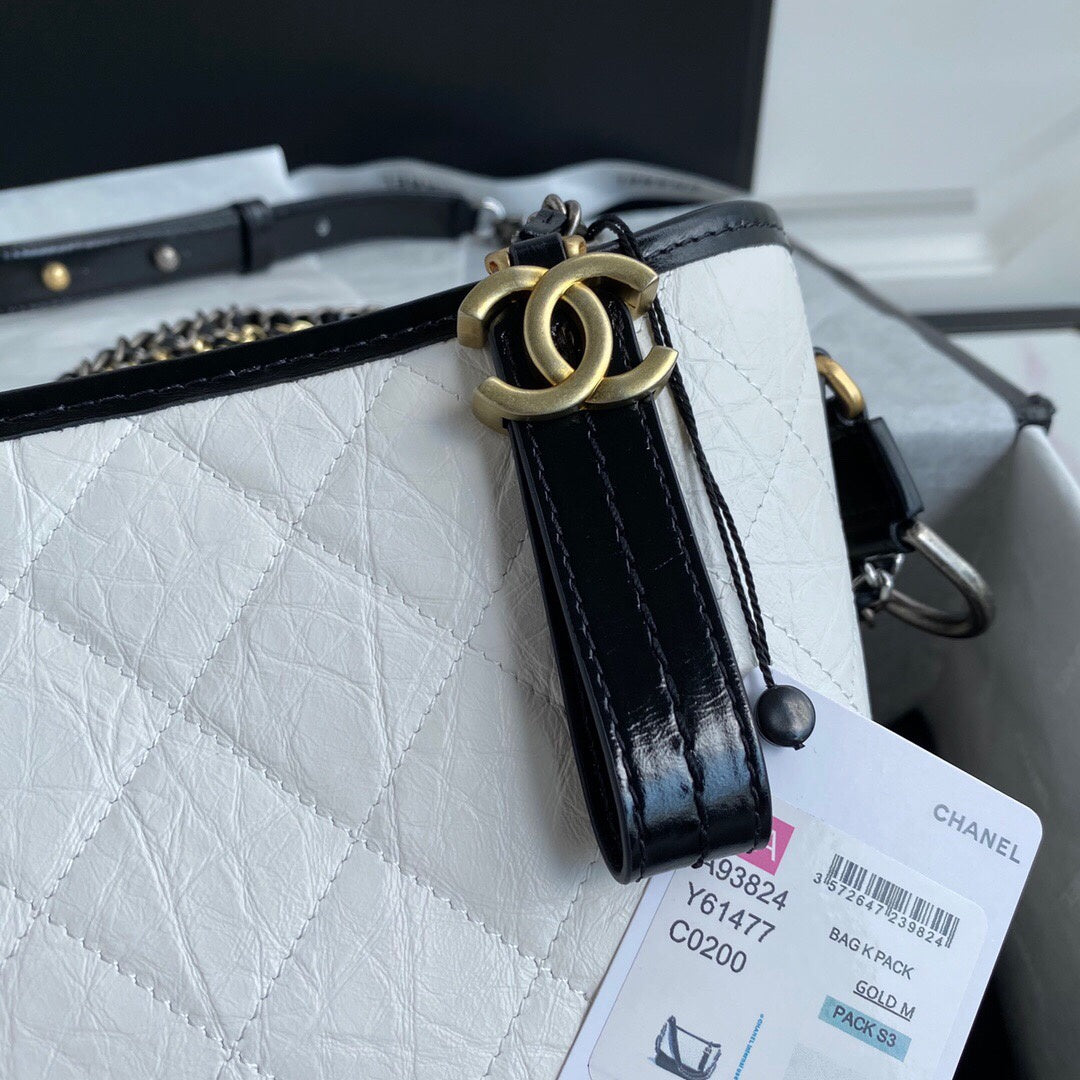 ChanelGabrielle Hobo Handbag White/Black For Women, Women’s Bags, Shoulder And Crossbody Bags 9.8in/25cm A93824 Y61477 C0200