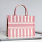 DI Medium Book Tote  Pink D-Stripes Embroidery For Women 36cm/16.5in CD