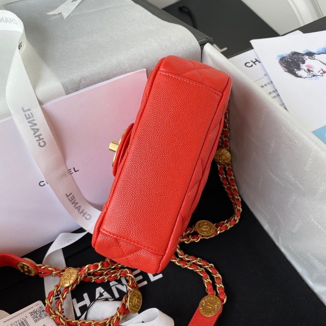 ChanelMini Flap Bag With Top Handle Gold Hardware Red For Women, Women’s Handbags, Shoulder Bags 7.9in/20cm AS2431 