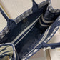 DI Medium Book Tote Blue and White Cornely Embroidery, Blue, For Women Women’s Handbags, Shoulder Bags, 42cm CD M1286ZTZB_M928