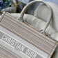 DI Large Book Tote Bag Canvas Stripes Embroidery For Women 42cm/16.5in CD